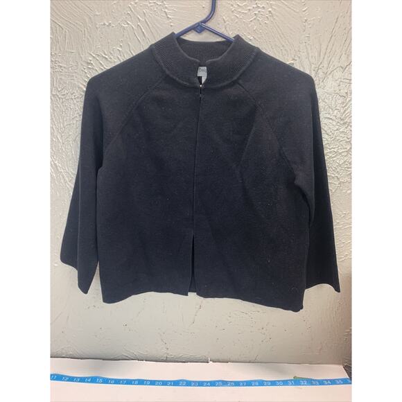 Designers Originals Cropped Cardigan Sweater Black Raglan Womens Size Small - Picture 1 of 6